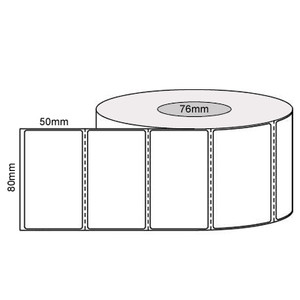 80mm (W) x 50mm (L) Direct Thermal Non- Perforated Label Permanent Adhesive 76mm Core 3000/R