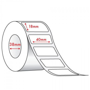 40mm (W) x 18mm (L) Direct Thermal Label  1000/R 38mm Non Perforated 40mm (W) x 18mm (L) Direct Thermal Label  1000/R 38mm Non Perforated