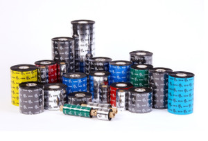 Black 110mm x 300M wax thermal transfer ribbon on a 25mm core