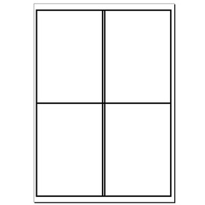 A4 laser and inkjet label sheets, 4 labels per sheet, 100 sheets per box