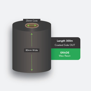 Calibor Ribbon Wax/Resin 80X300, Black
