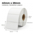White 40mm x 28mm thermal transfer label roll on a 25mm core, 2000 labels per roll, perforated