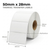 White 50mm x 28mm thermal transfer label roll on a 25mm core, 2000 labels per roll, perforated