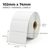 White 102mm x 74mm direct thermal label roll on a 25mm core, 1000 labels per roll, perforated