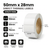 50mm x 28mm direct thermal labels specifications: 50mm label width, 28mm label length, 76mm core, 5000 labels per roll