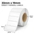 White 33mm x 19mm direct thermal label roll on a 25mm core, 1000 labels per roll