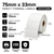 75mm x 33mm direct thermal labels specifications: 75mm label width, 33mm label length, 25mm core, 1000 perforated labels per roll