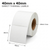 White 40mm x 40mm direct thermal label roll on a 40mm core, 1000 labels per roll