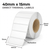 White 40mm x 15mm direct thermal label roll on a 25mm core, 1000 labels per roll, perforated
