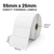 White 55mm x 25mm direct thermal label roll on a 25mm core, 2000 labels per roll, perforated