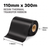 Roll of 110mm x 300m black resin thermal transfer ribbon on a 25mm cardboard core