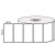 White 102mm x 48mm direct thermal label roll on a 25mm core, 1000 labels per roll, perforated