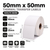 50mm x 50mm thermal transfer labels specifications: 50mm label width, 50mm label length, 25mm core, 1000 labels per roll, non-perforated, permanent adhesive, ribbon required
