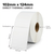 White 102mm x 124mm direct thermal label roll on a 25mm core, 1000 labels per roll, perforated