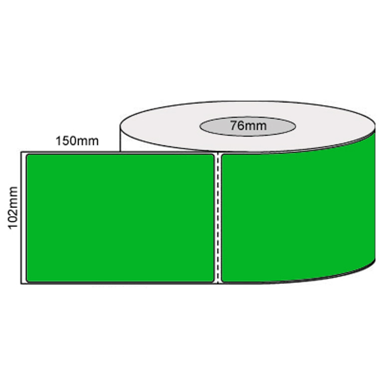 102mm (W) x 150mm (L) Thermal Transfer Labels, 76mm core, (1000/roll)- Fluoro Green