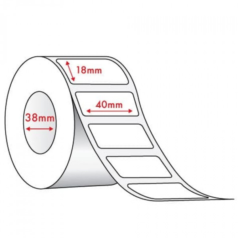 40mm (W) x 18mm (L) Direct Thermal Label  1000/R 38mm Non Perforated
