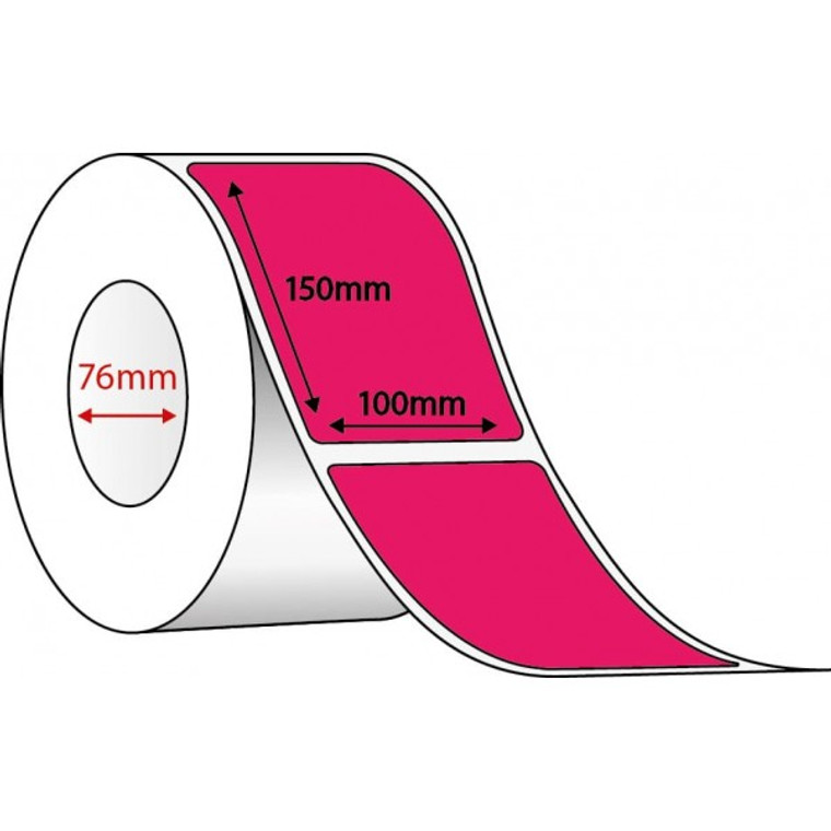 102mm (W) x 150mm (L) Thermal Transfer Perforated Label 1000/R 76mm - FLUORO PINK