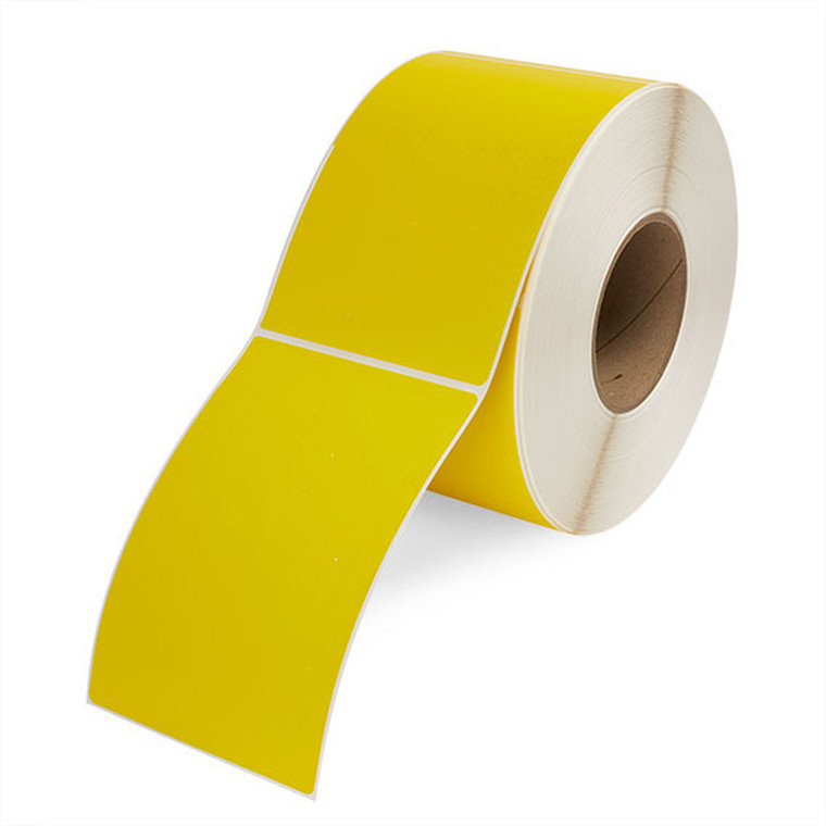 100mm (W) x 74mm (L) Thermal Transfer Synthetic Removable Yellow Label, 25mm core, 500 Labels/Roll