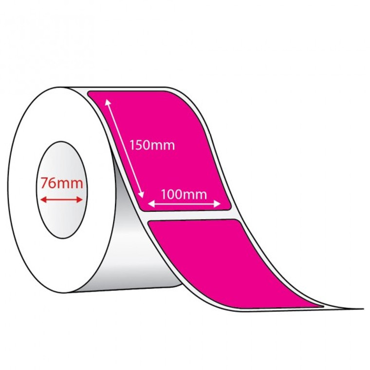 100mm (W) x 150mm (L) Thermal Direct Pink Label, Non Perforated, 76mm core, 1000 Labels/Roll