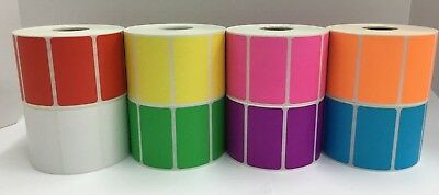Pink 99mm x 63mm direct thermal label roll on a 76mm core, 2000 labels per roll