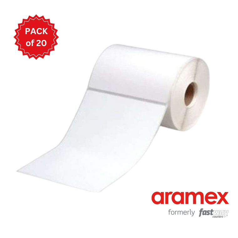 Aramex - Fastway Direct Thermal Perforated Labels - 100mm X 150mm - 25mm Core - 400L/Roll - Pack of 20