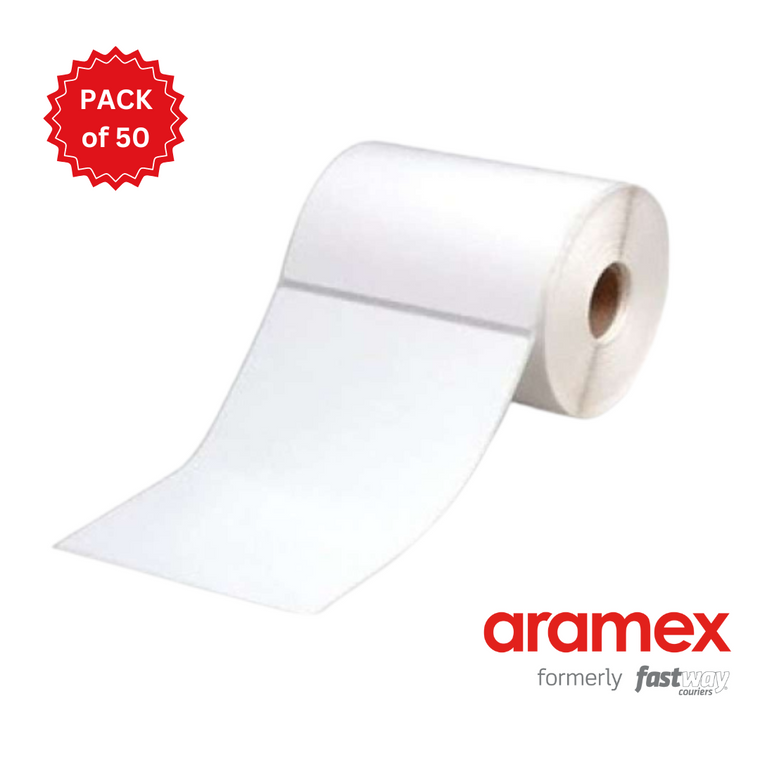 Aramex - Fastway Direct Thermal Perforated Labels - 100mm X 150mm - 25mm Core - 400L/Roll - Pack of 50