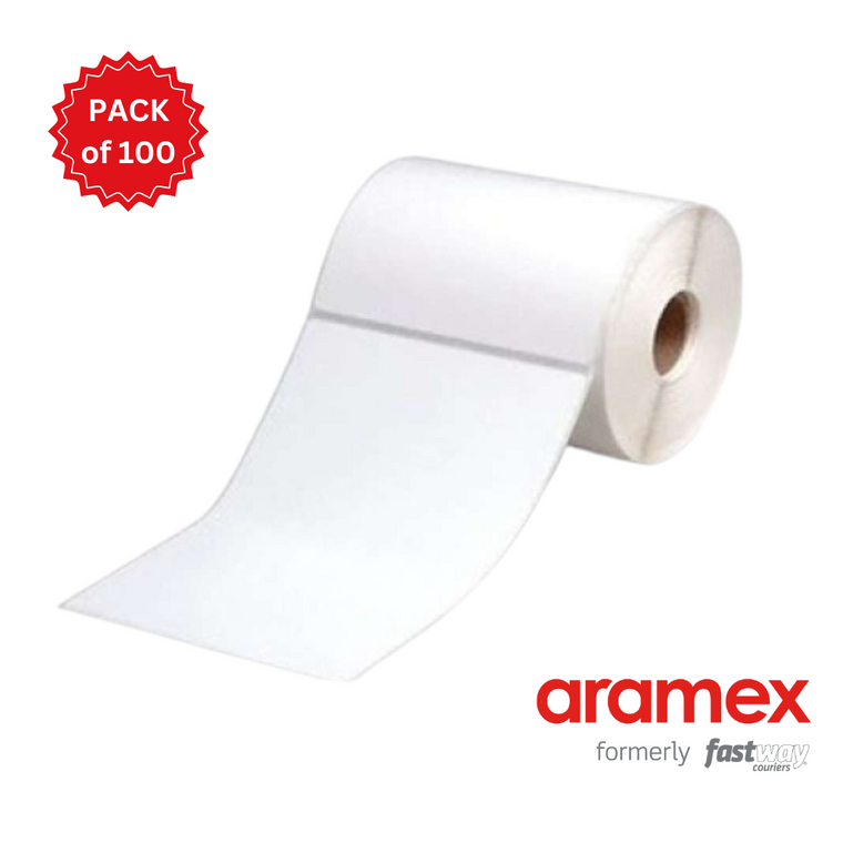 Aramex - Fastway Direct Thermal Perforated Labels - 100mm X 150mm - 25mm Core - 400L/Roll - Pack of 100