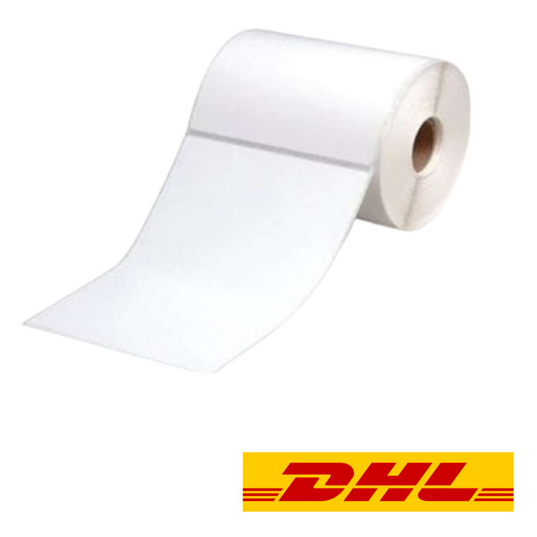 DHL Direct Thermal Perforated Labels - 100mm X 150mm - 25mm Core - 400L/Roll