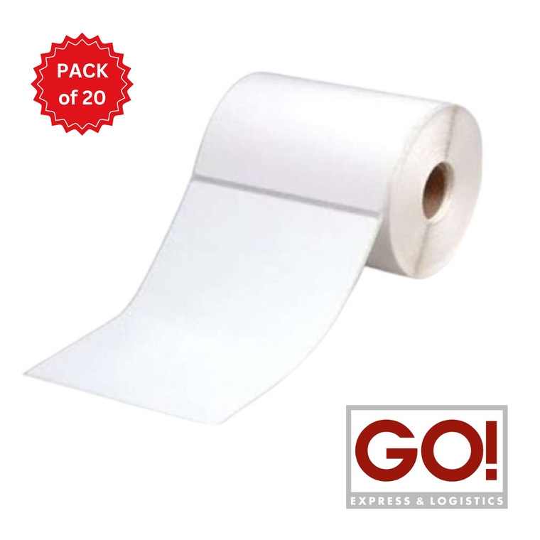 GO Logistics Direct Thermal Perforated Labels - 100mm X 150mm - 25mm Core - 400L/Roll - Pack of 20