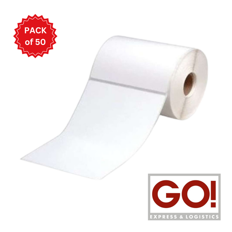 GO Logistics Direct Thermal Perforated Labels - 100mm X 150mm - 25mm Core - 400L/Roll - Pack of 50