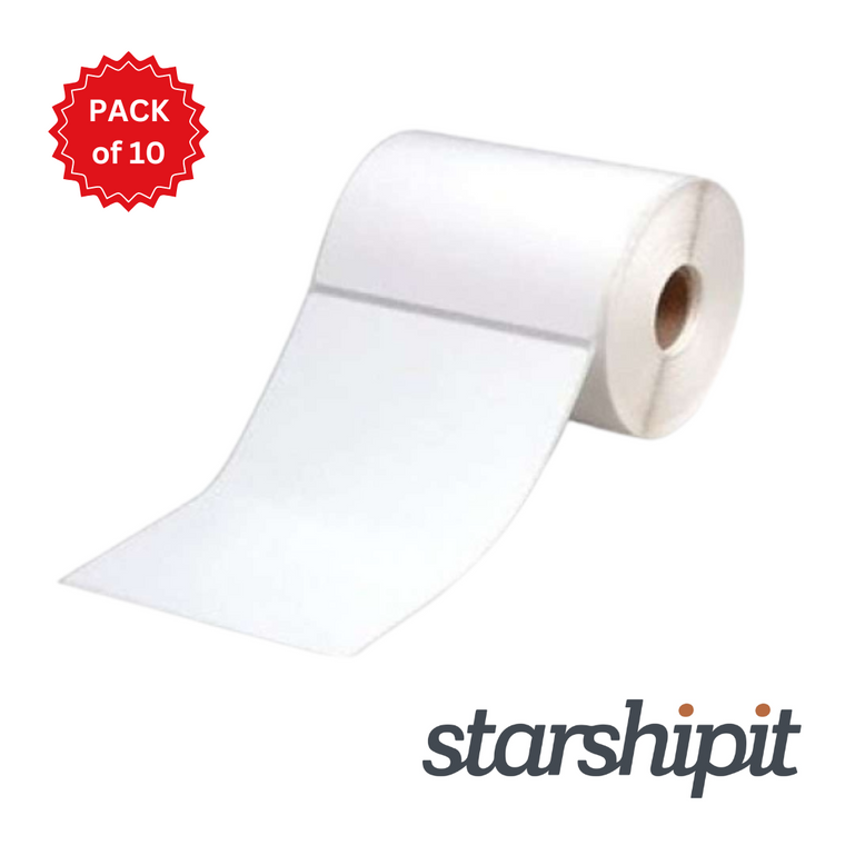 StarShipIT Direct Thermal Perforated Labels - 100mm X 150mm - 25mm Core - 400L/Roll - Pack of 10