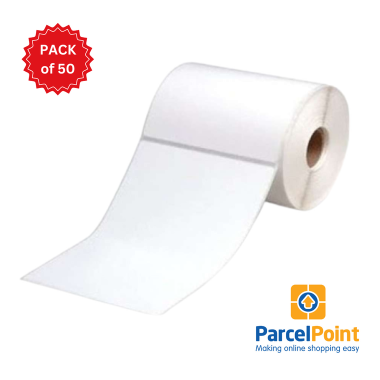 Parcel Point Direct Thermal Perforated Labels - 100mm X 150mm - 25mm Core - 400L/Roll - Pack of 50