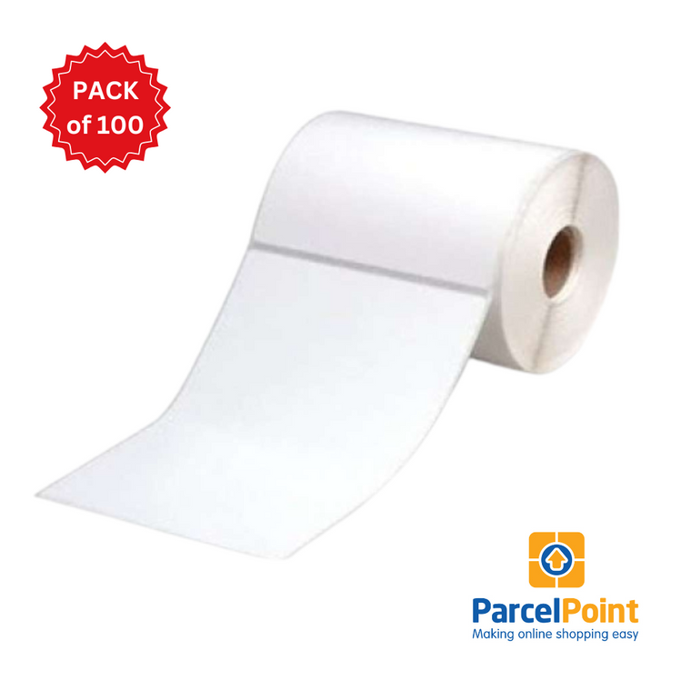 Parcel Point Direct Thermal Perforated Labels - 100mm X 150mm - 25mm Core - 400L/Roll - Pack of 100