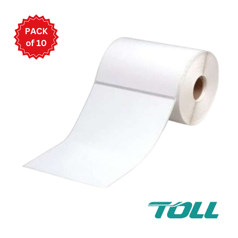 Toll Direct Thermal Perforated Labels - 100mm X 150mm - 25mm Core - 400L/Roll - Pack of 10