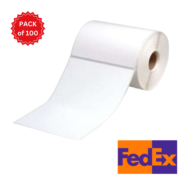 FEDEX Direct Thermal Perforated Labels - 100mm X 150mm - 25mm Core - 400L/Roll - Pack of 100
