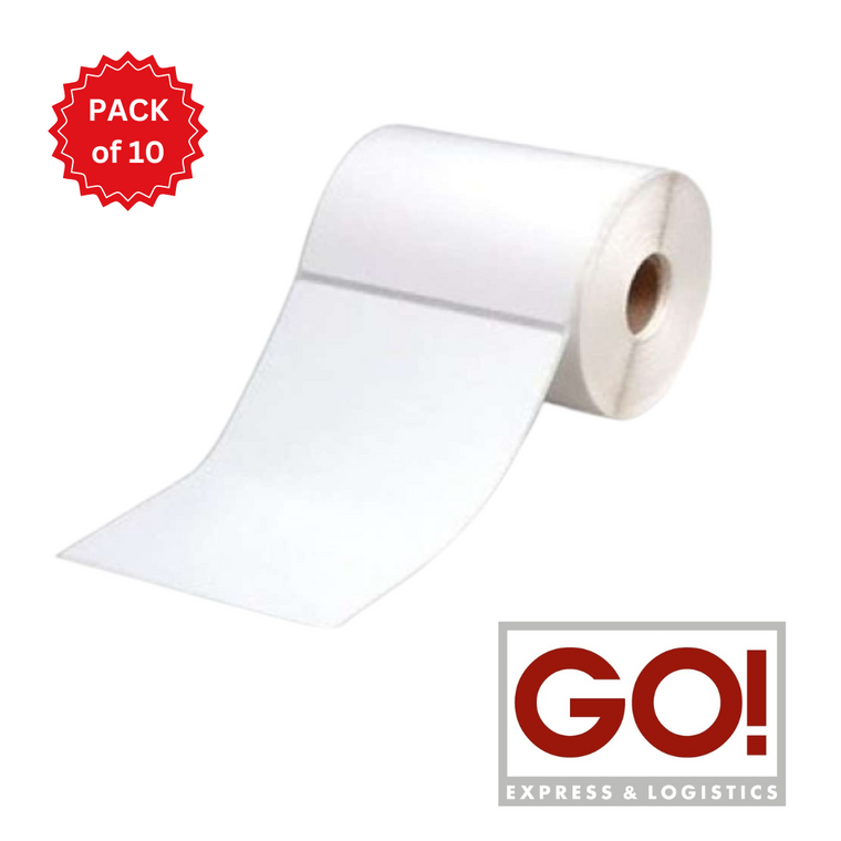 GO Logistics Direct Thermal Perforated Labels - 100mm X 150mm - 25mm Core - 400L/Roll - Pack of 10