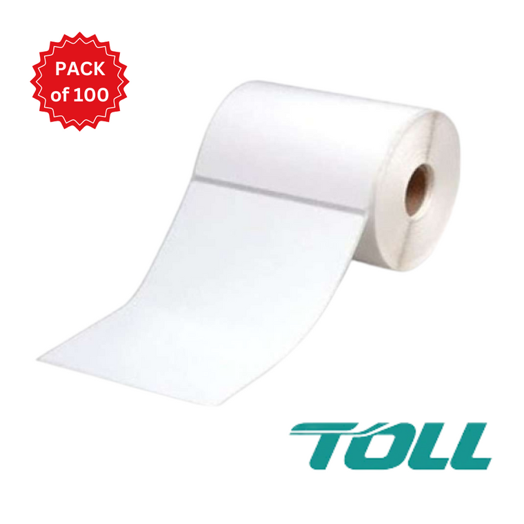 Toll Direct Thermal Perforated Labels - 100mm X 150mm - 25mm Core - 400L/Roll - Pack of 100