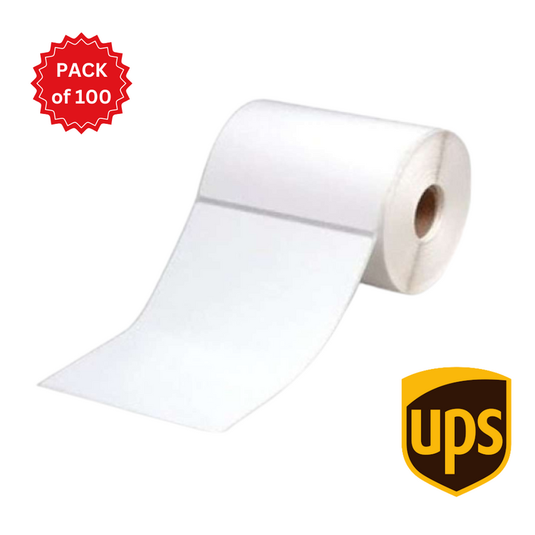 UPS Direct Thermal Perforated Labels - 100mm X 150mm - 25mm Core - 400L/Roll - Pack of 100