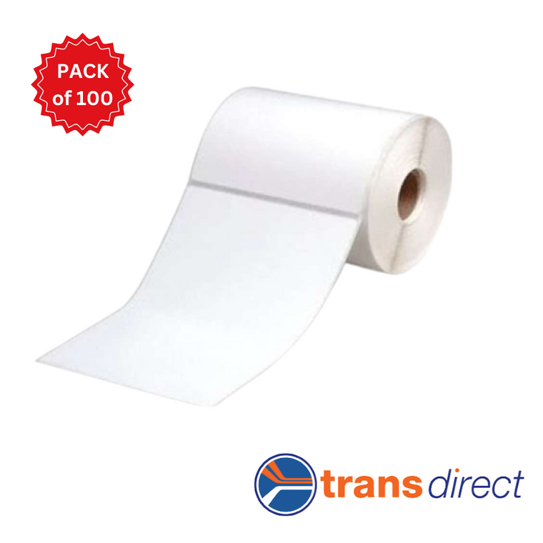 TransDirect Direct Thermal Perforated Labels - 100mm X 150mm - 25mm Core - 400L/Roll - Pack of 100