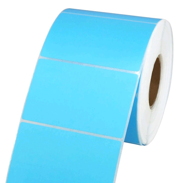 Blue Direct Thermal Labels, Perforated, 400 Labels Per Rolls on 25mm Core