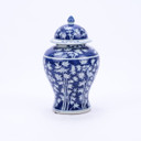 Blue & White Bamboo Magpie Temple Jar - Medium