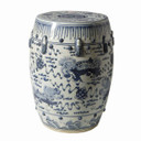 Blue & White Garden Stool Lion Motif