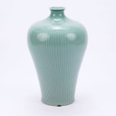 Celadon Carved Bamboo Prunus Vase