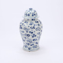Blue & White Ball Flower Temple Jar - L