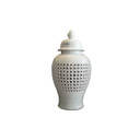 White Carved Knot Temple Jar