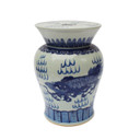 Blue & White Drum Porcelain Garden Stool Lion Motif