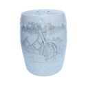 Ink Painting Porcelain Garden Stool With Playful Kids