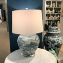 Blue & White Twisted Flower Open Mouth Lamp
