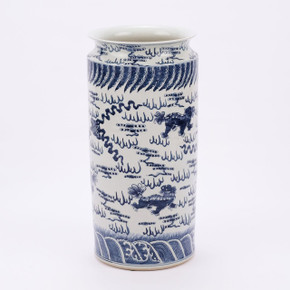 Blue & White Lion Umbrella Stand