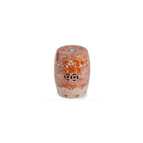 Orange Ceramic Garden Stool W/ Dragon Motif